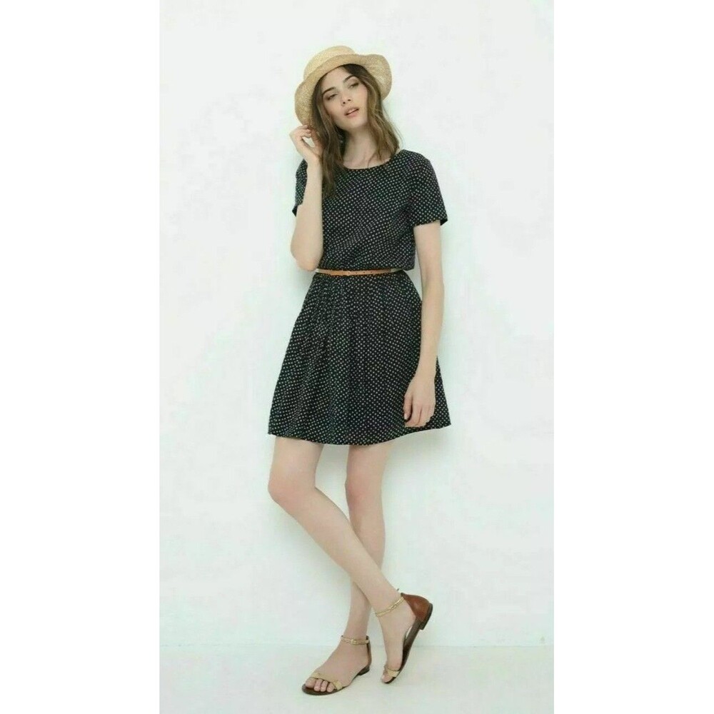 Des Petits Hauts Gabina Mini Dress Floral Printed Black Babydoll Cotton S 273302